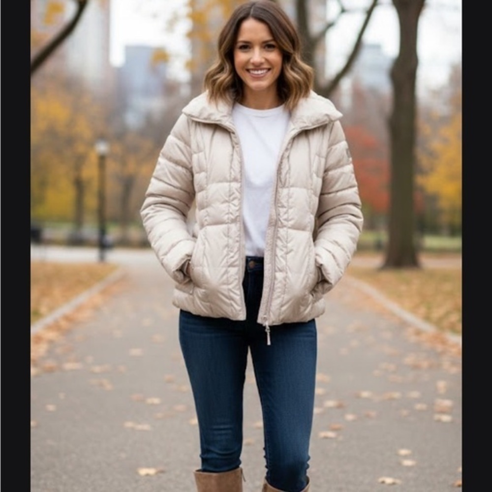 Kenneth Cole Reaction Light Beige Puffer Jacket